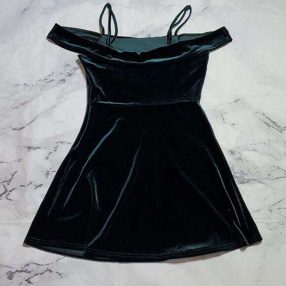 Lulu's My Kind of Romance Dark Green Velvet Off-the-Shoulder Mini Dress - Picture 7 of 7